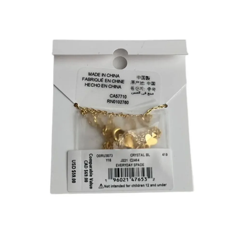 Kate Spade Everyday Spade Enamel Necklace in Crystal Blue and Gold Tone